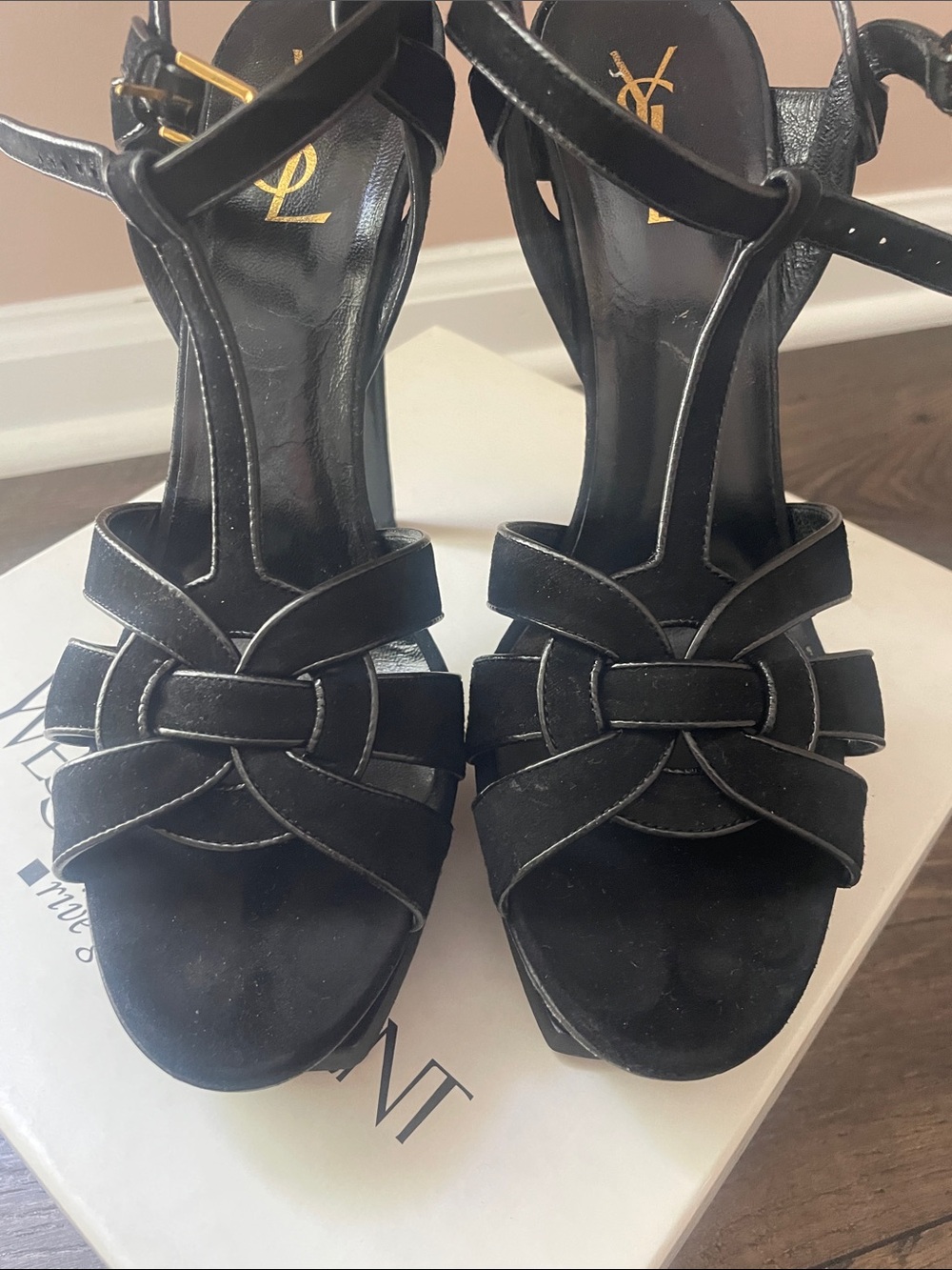 Saint Laurent Tribute Black Platform Heels Sandals size 41, usa 10
